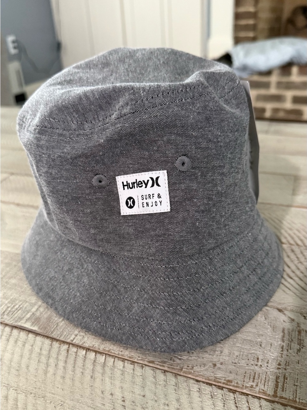 Hurley Kids Gray Bucket Hat with 'Surf & Enjoy' Patch
